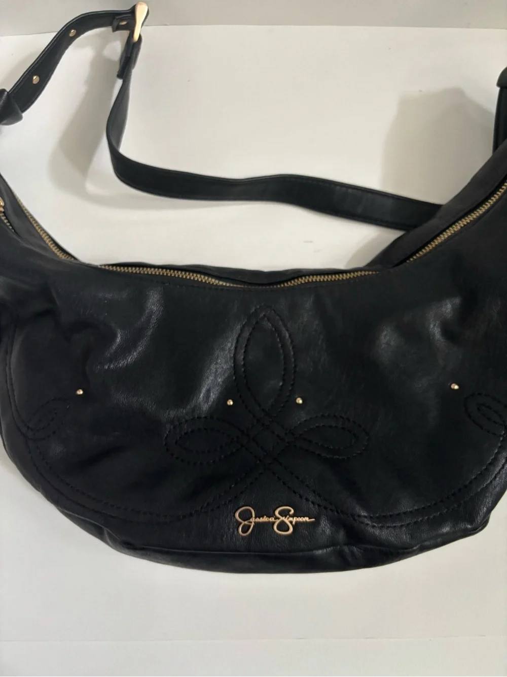 Black Vegan Leather Western Hobo Shoulder Bag by Jessica Simpson NWOT